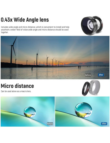 Kit de Lentes y Filtros NEEWER 52mm Gran Angular y Telefoto