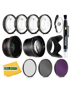 Kit de Accesorios para Cámaras 58mm - Lente Gran Angular 0.43x, Telefoto 2.2x, Filtros y Capucha