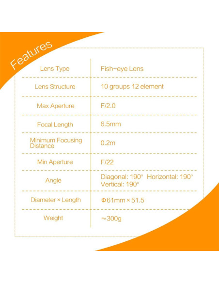 Lente Ojo de Pez Meike MK 6.5 mm f2.0 para MFT