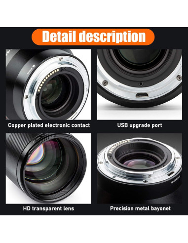 Lente VILTROX 85mm f/1.8 STM Autofocus para Nikon Z