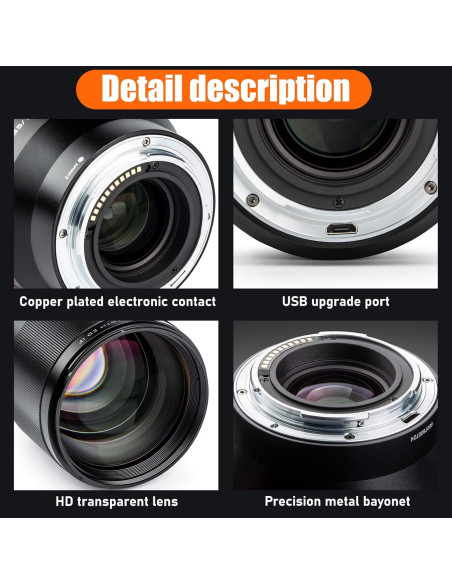 Lente VILTROX 85mm f/1.8 STM Autofocus para Nikon Z