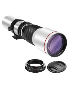 Lente Teleobjetivo Manual 500mm f/8 Canon DSLR - Alta Potencia