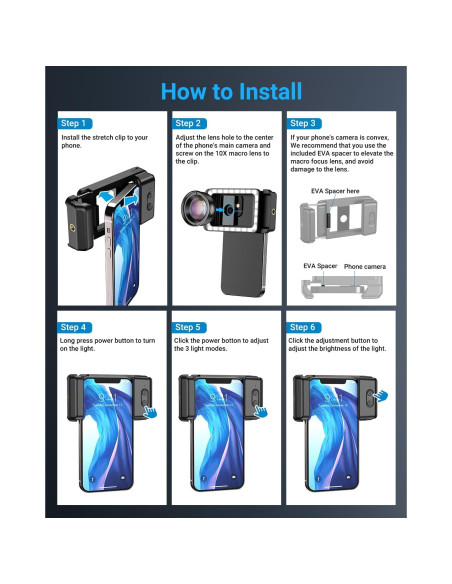 Lente Macro APEXEL con Luz LED y Batería Recargable 350mAh Lente Macro APEXEL con Luz LED y Batería Recargable 350mAh