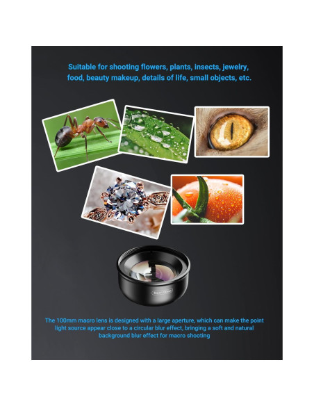 Lente Macro APEXEL con Luz LED y Batería Recargable 350mAh Lente Macro APEXEL con Luz LED y Batería Recargable 350mAh