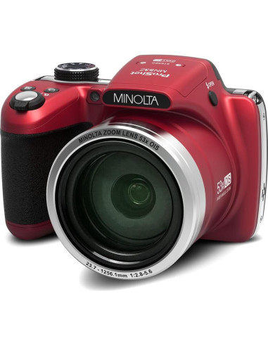 Cámara Digital Minolta MN53Z 16 MP 1080P FHD 53x Zoom Óptico Rojo