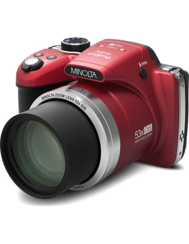 Cámara Digital Minolta MN53Z 16 MP 1080P FHD 53x Zoom Óptico Rojo