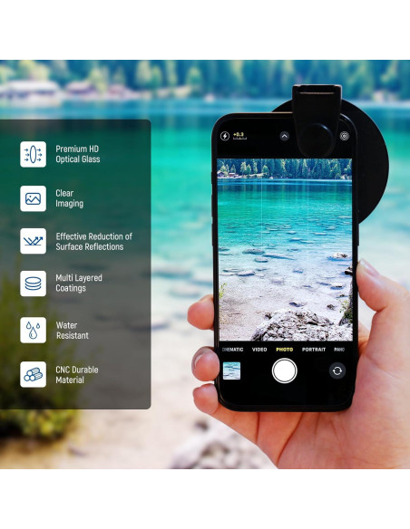 Filtro CPL NEEWER 67mm para Teléfono y Cámara - Clip Frío