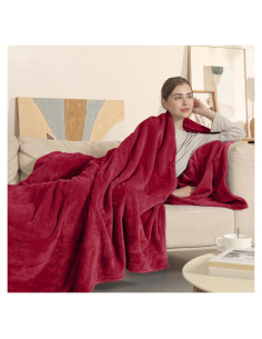 Manta Eléctrica COZYTY Completo Franela 6 Niveles Calor Burdeos