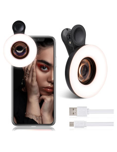 Lente Macro YZZY con Luz de Anillo para Smartphone - Negro