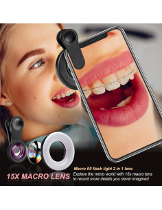 Lente Macro YZZY con Luz de Anillo para Smartphone - Negro 2