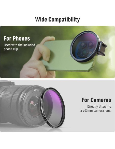Filtro CPL 67mm NEEWER para Smartphone y DSLR - HD Filtro CPL 67mm NEEWER para Smartphone y DSLR - HD