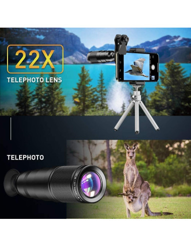 Kit de Lentes APEXEL 6 en 1 para Teléfono - Telefoto 22X