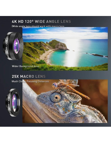 Kit de Lentes APEXEL 6 en 1 para Teléfono - Telefoto 22X
