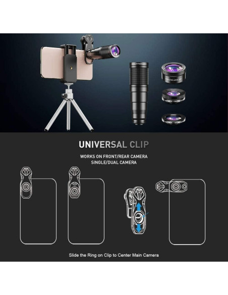 Kit de Lentes APEXEL 6 en 1 para Teléfono - Telefoto 22X