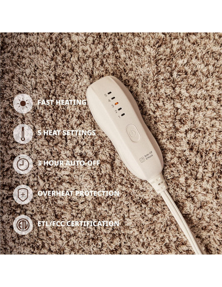 Manta Eléctrica Calentada Templewet 1,36 kg 5 Niveles 50x60 cm