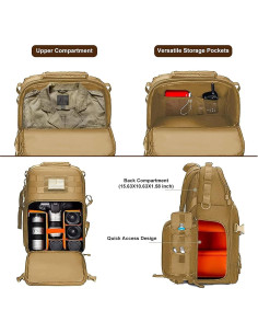 Mochila Táctica para Cámara MOSISO Caqui con Compartimento para Laptop 2
