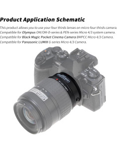 Adaptador de lente Fotga AF para 4/3 a Micro 4/3 Olympus Panasonic 2