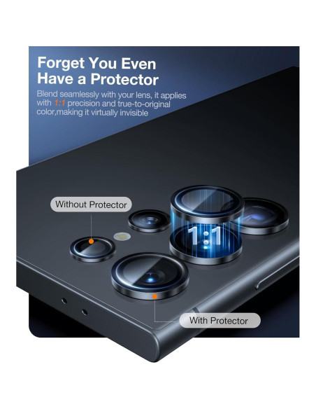 Protector de Lente de Cámara UltraGlass 9H+ para Samsung Galaxy S24 Ultra - Negro