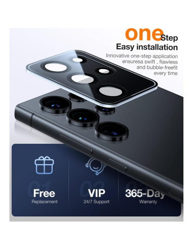 Protector de Lente de Cámara UltraGlass 9H+ para Samsung Galaxy S24 Ultra - Negro