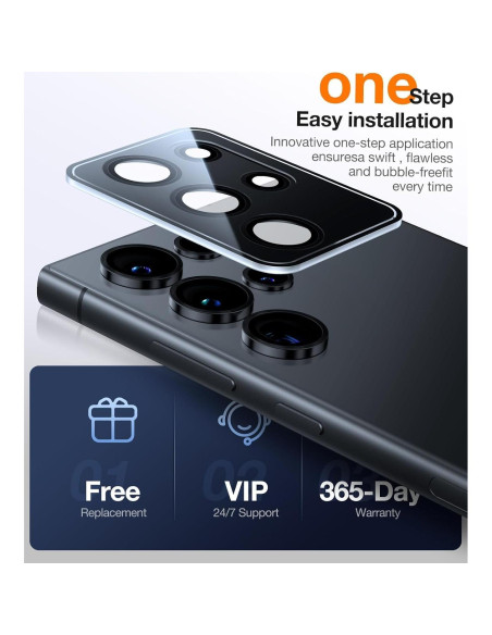 Protector de Lente de Cámara UltraGlass 9H+ para Samsung Galaxy S24 Ultra - Negro