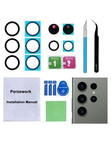 2 Juegos de Lentes de Reemplazo para Cámara Samsung Galaxy S24 Ultra