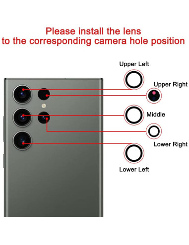 2 Juegos de Lentes de Reemplazo para Cámara Samsung Galaxy S24 Ultra