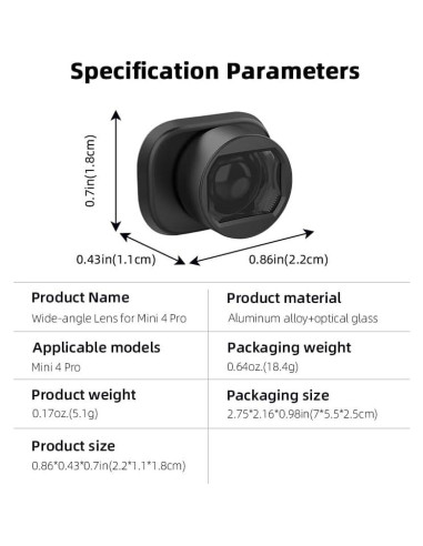 Lente Gran Angular Coyktonty para DJI Mini 4 Pro 0.75X HD