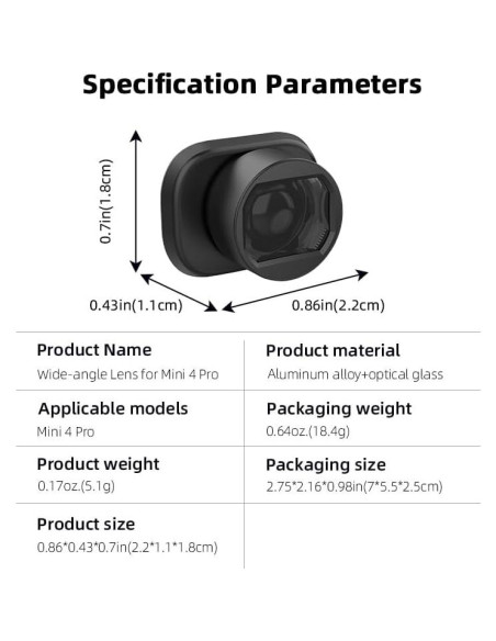 Lente Gran Angular Coyktonty para DJI Mini 4 Pro 0.75X HD