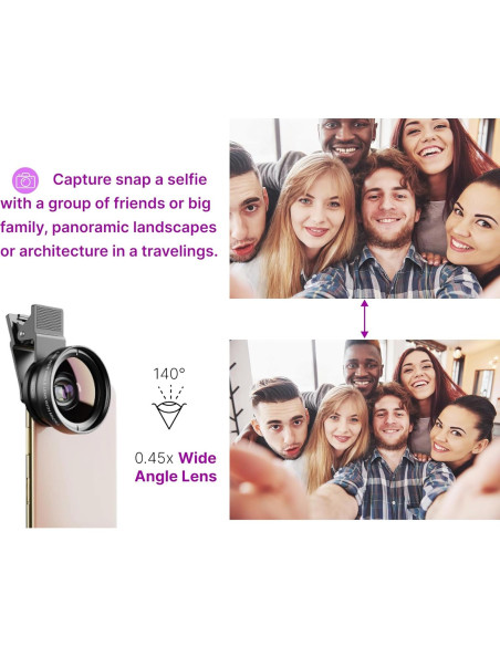 Lente Gran Angular 0.45x ULVEOL para iPhone y Android