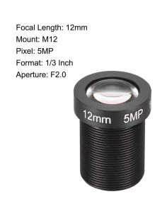 Lente de Cámara CCTV uxcell 12mm F2.0 Gran Angular 5MP 2