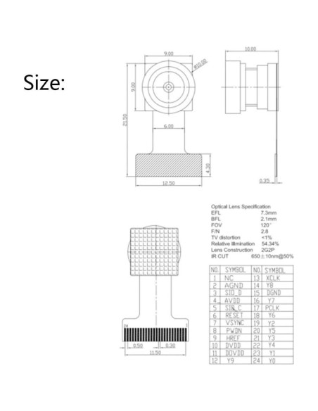 Módulo de Cámara Treedix OV2640 2MP 140 Ángulo Amplio