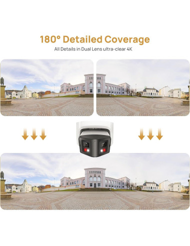 Cámara de Seguridad PoE 4K Doble Lente 8MP IP66 180