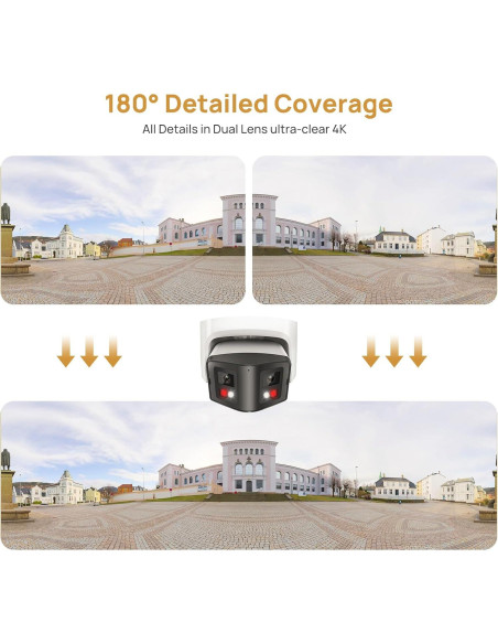 Cámara de Seguridad PoE 4K Doble Lente 8MP IP66 180