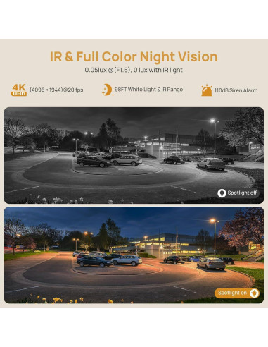 Cámara de Seguridad PoE 4K Doble Lente 8MP IP66 180
