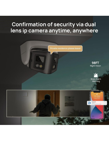 Cámara de Seguridad PoE 4K Doble Lente 8MP IP66 180