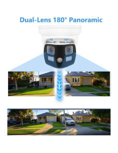 Cámara de Seguridad IP PoE Doble Lente 8MP 4K 180 H.265 2