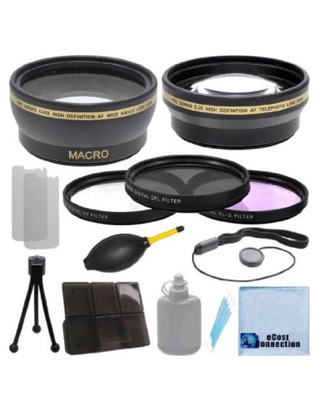Kit de Lentes Gran Angular y Telefoto 52mm eCost para Nikon
