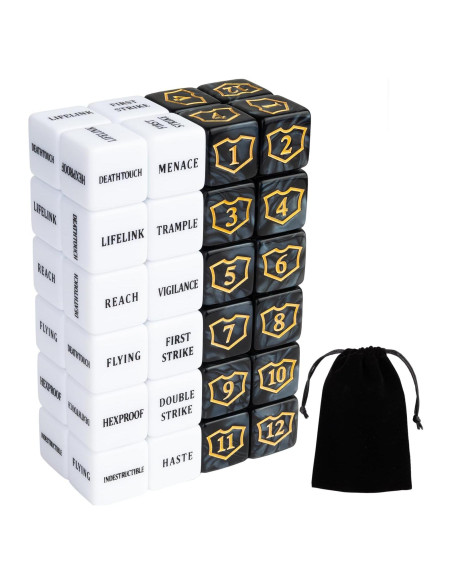 48 Piezas Contadores Dados MTG LAMJAM Acrílico Negro