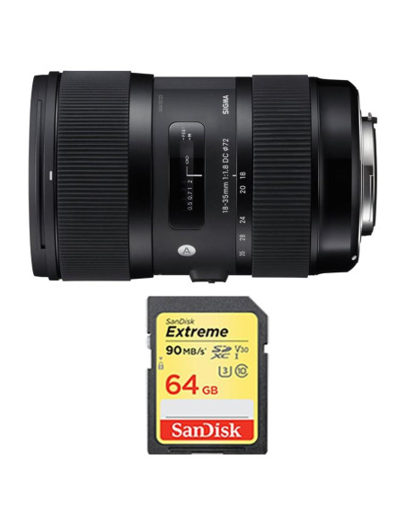 Lente Sigma 18-35mm f/1.8 DC HSM Art para Canon + Tarjeta 64GB Lente Sigma 18-35mm f/1.8 DC HSM Art para Canon + Tarjeta 64GB