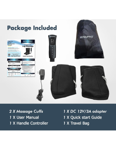 Masajeador de Compresión para Piernas RENUPRO 6 Modos Calor
