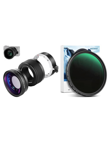 Lente Gran Angular NEEWER 18mm + Filtro ND Variable 52mm para Canon G7X Mark III