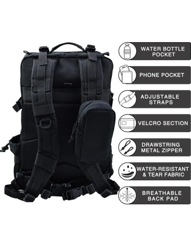 Mochila Táctica Militar Molle 40L Resistente para Camping