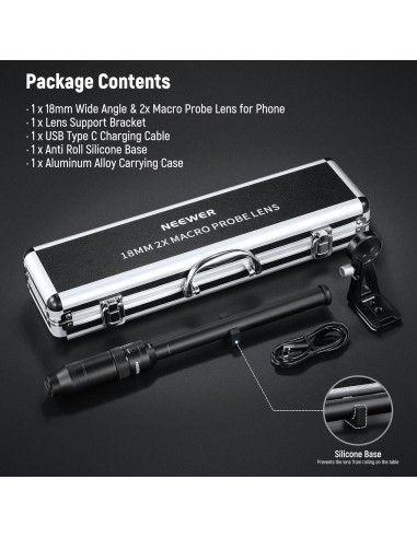 Lente Macro Probe NEEWER 18mm 2X para Teléfono Móvil