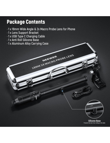 Lente Macro Probe NEEWER 18mm 2X para Teléfono Móvil Lente Macro Probe NEEWER 18mm 2X para Teléfono Móvil