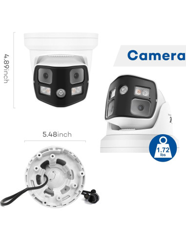 Cámara de Seguridad IP PoE ONWOTE 4K 8MP Doble Lente 180