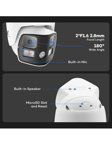 Cámara de Seguridad IP PoE ONWOTE 4K 8MP Doble Lente 180