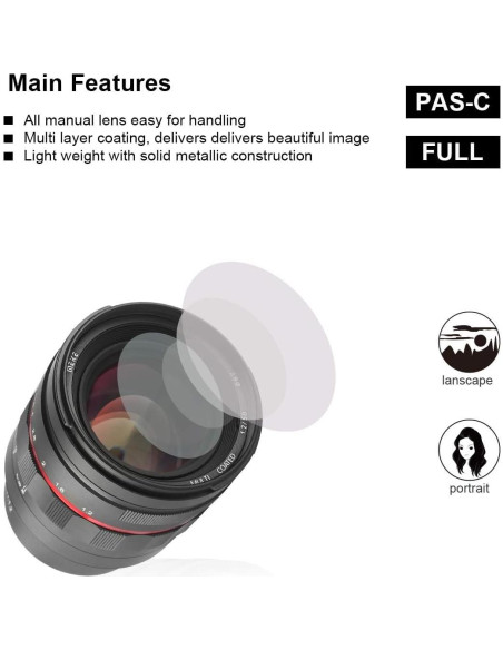 Lente Meike 50mm F1.2 Manual para Cámaras Sony E-Mount Lente Meike 50mm F1.2 Manual para Cámaras Sony E-Mount