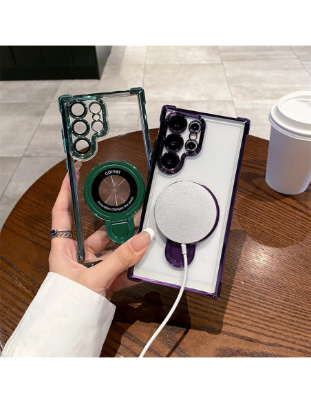 Funda Militar Verde para Samsung Galaxy S24 Ultra con Soporte Magsafe