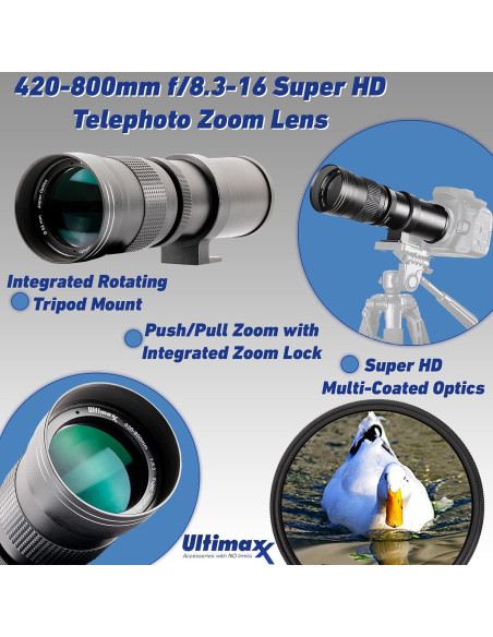 Lente Telefoto Zoom Ultimaxx 420-800mm f/8.3-16 para Nikon Z Lente Telefoto Zoom Ultimaxx 420-800mm f/8.3-16 para Nikon Z