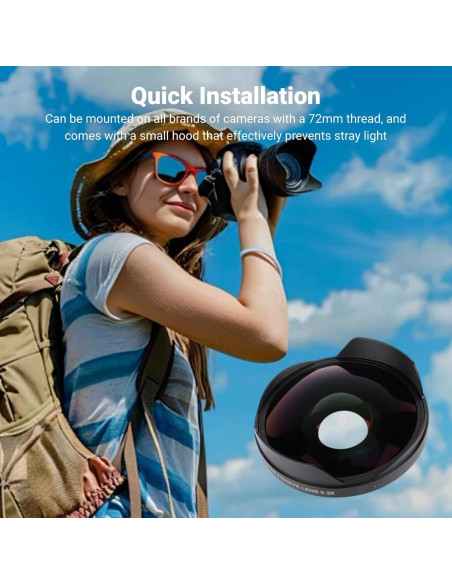 Lente Ojo de Pez Gran Angular 0.3X Ciciglow 72mm HD